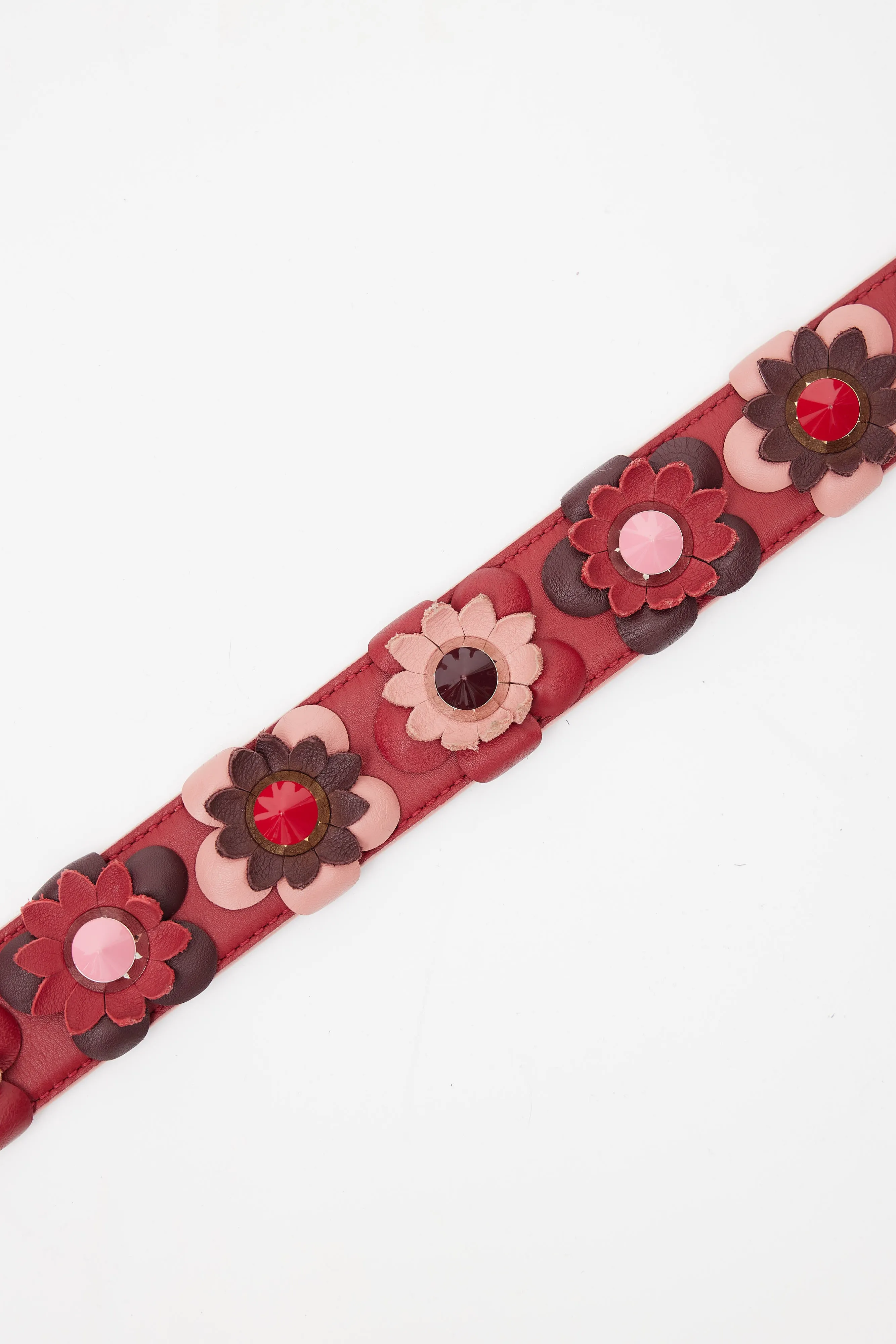 Red & Pink You Elaphe Flower Studded Bag Strap