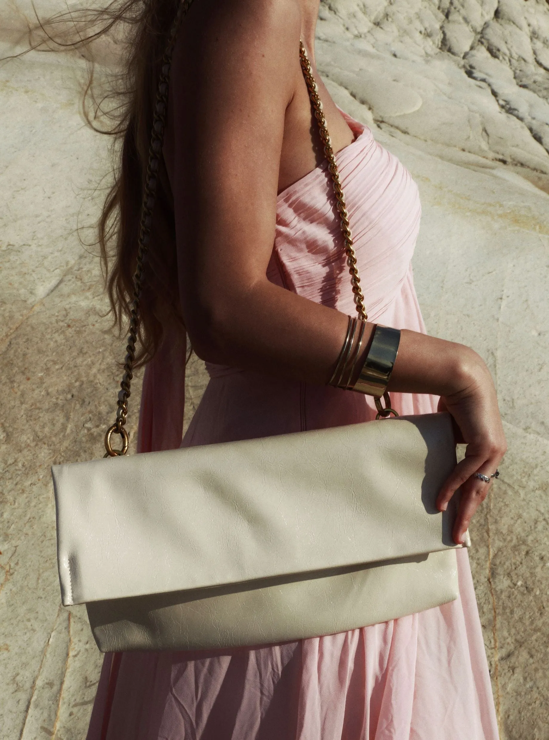 Rei Leather Bag, White by Bob Oré