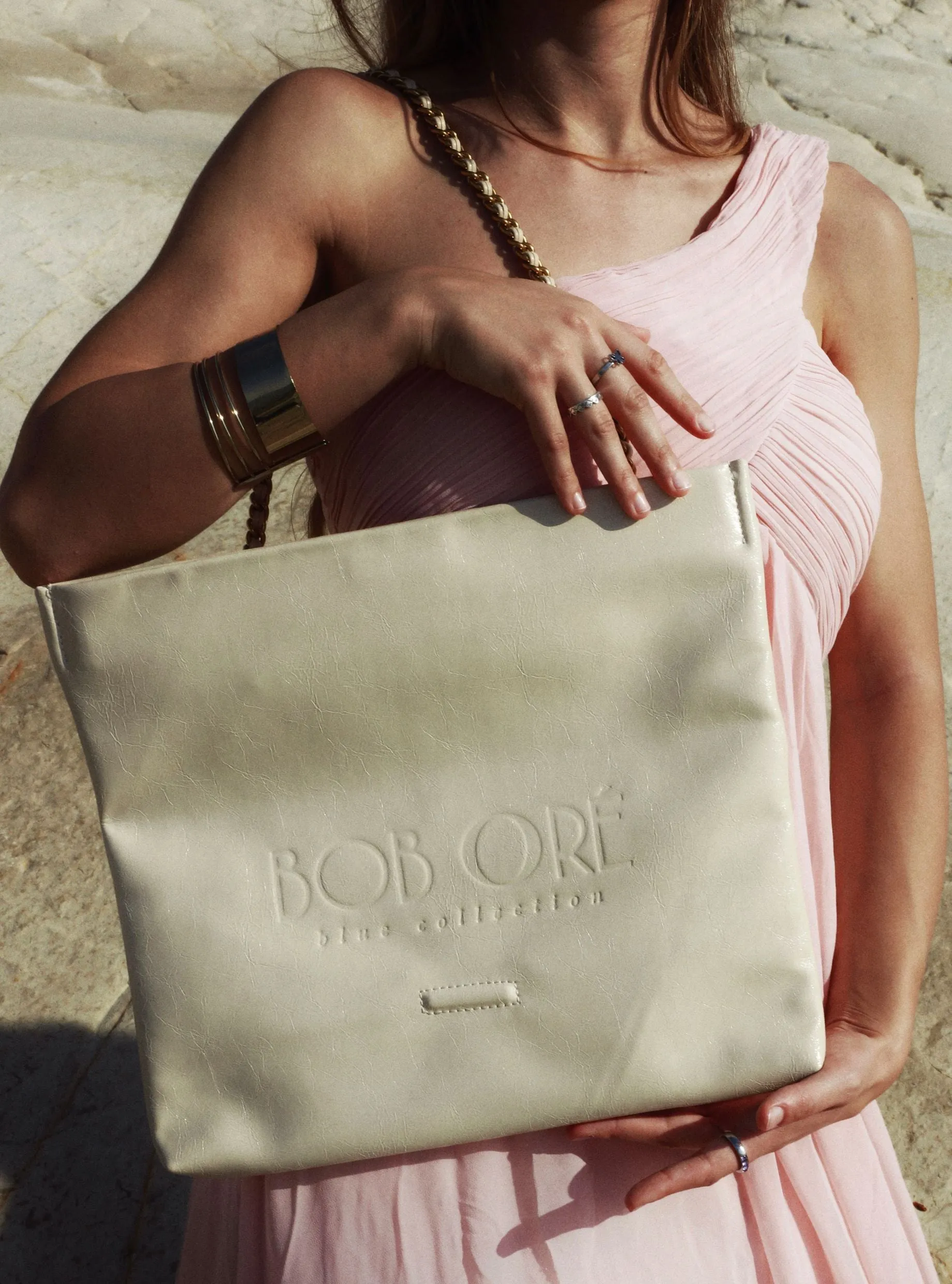 Rei Leather Bag, White by Bob Oré