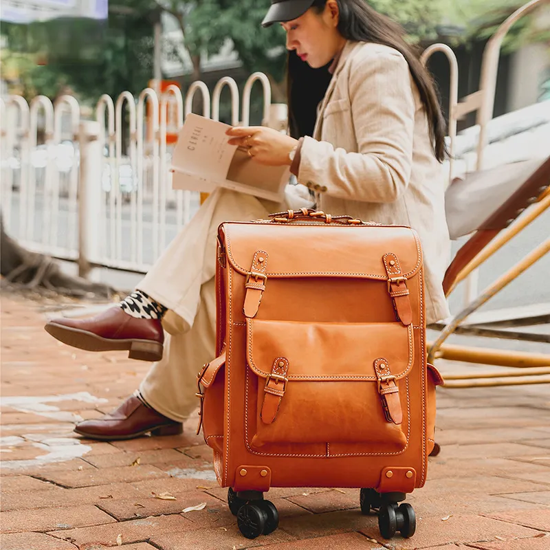 Retro Handmade Leather Trolley Case T001