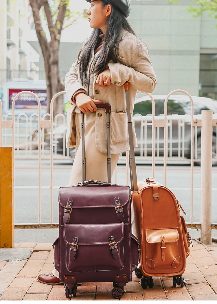 Retro Handmade Leather Trolley Case T001