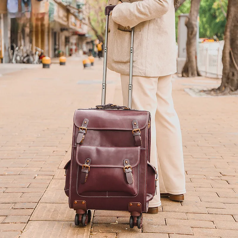 Retro Handmade Leather Trolley Case T001