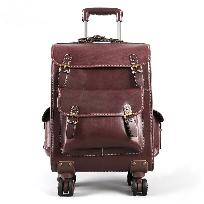 Retro Handmade Leather Trolley Case T001