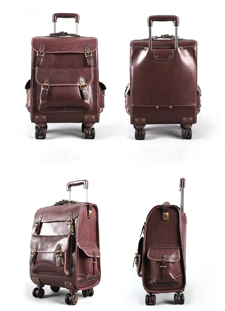 Retro Handmade Leather Trolley Case T001