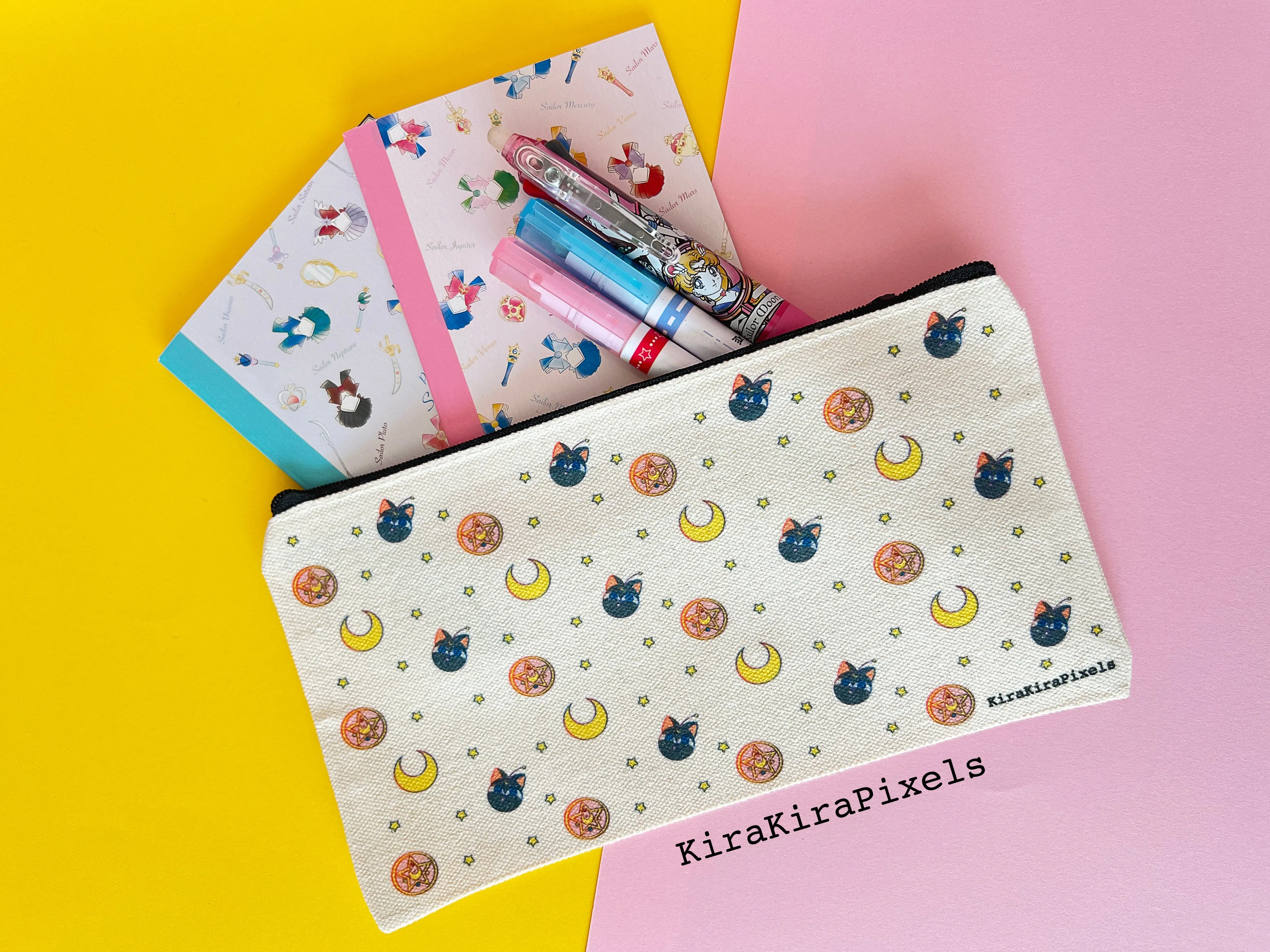 Sailor Moon Canvas Zipper Bag. Pencil/Makeup Pouch