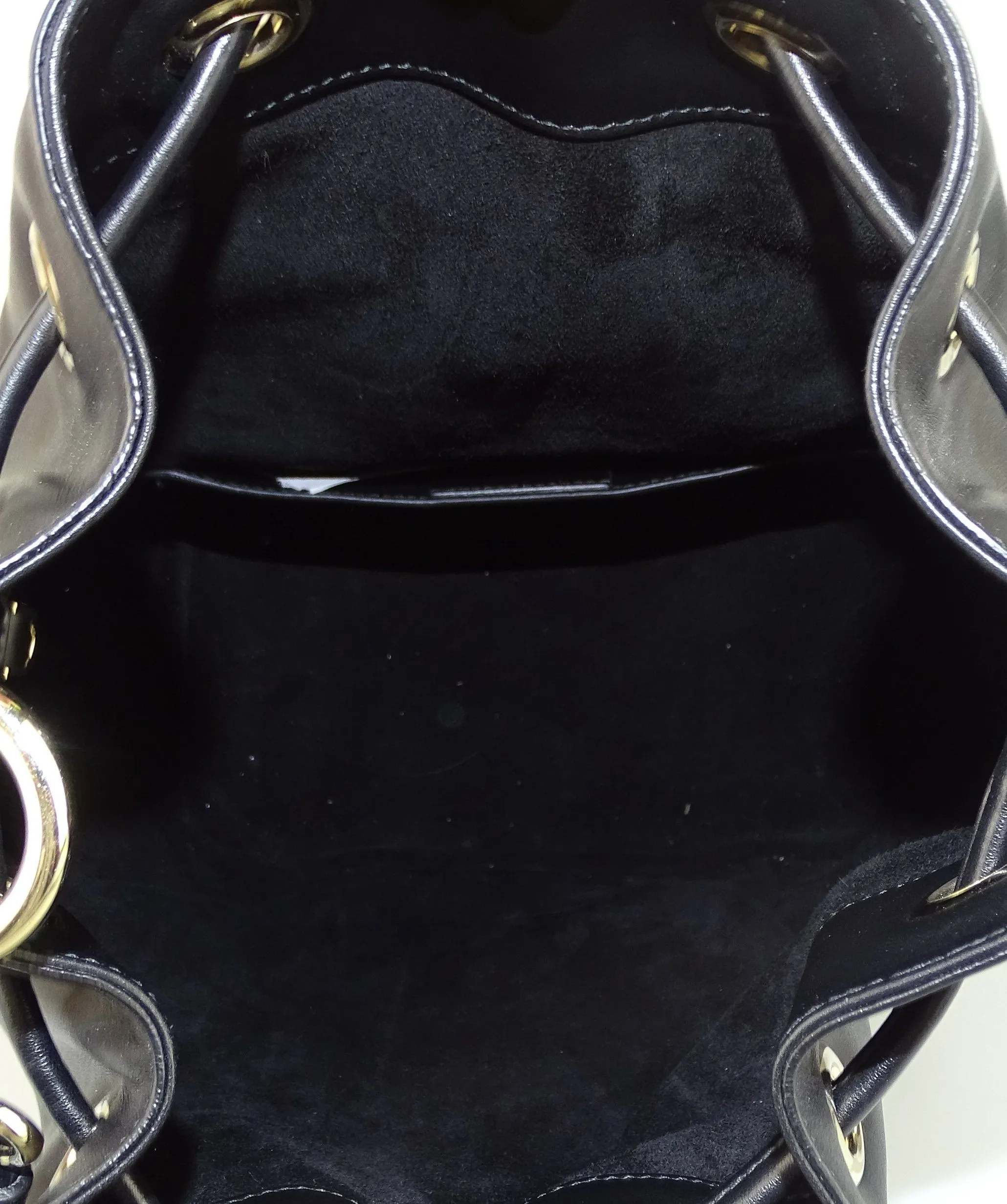 Salvator Feragamo Black Smooth Logo Studded Bucket Bag