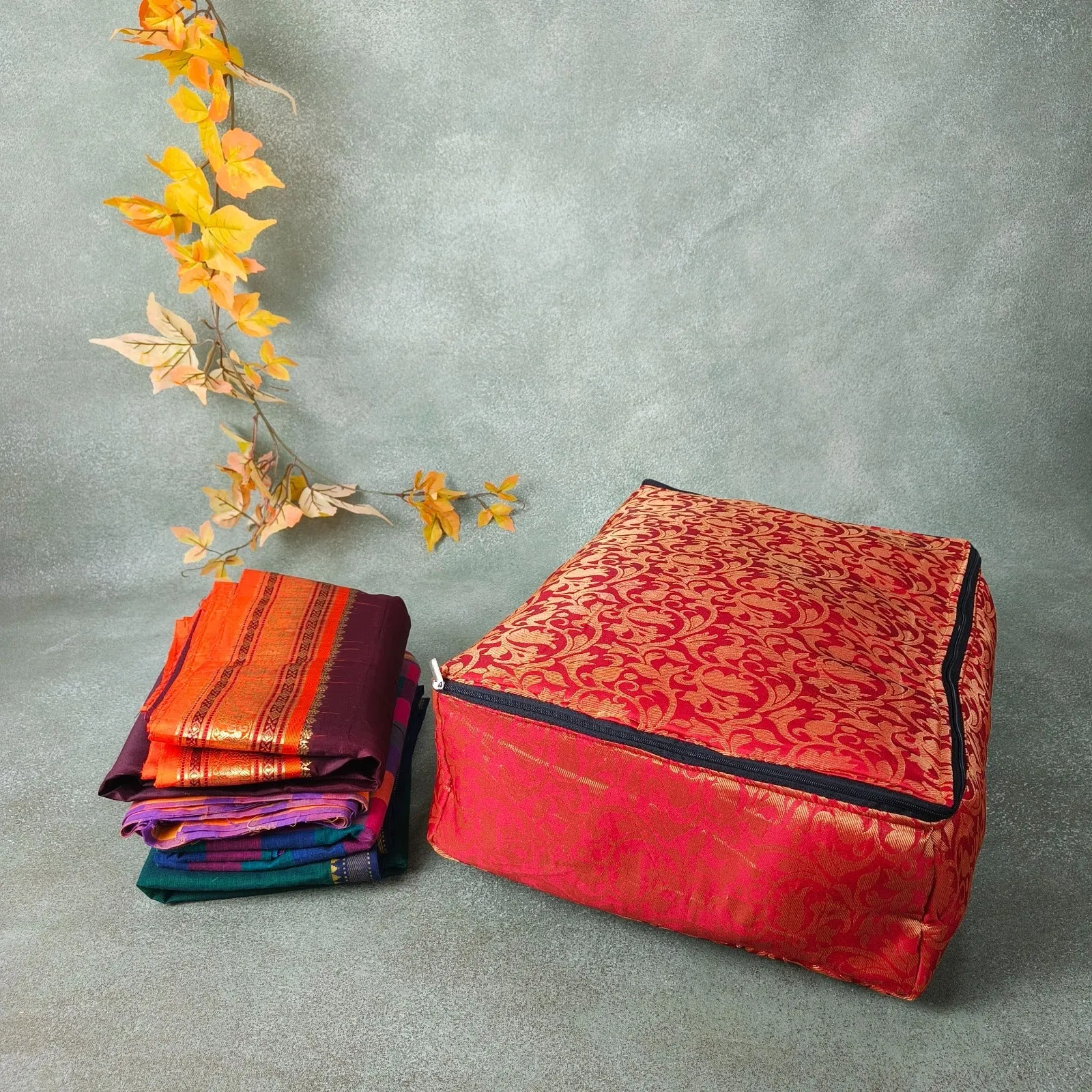 Saree Storage Bags Red Floral Prints