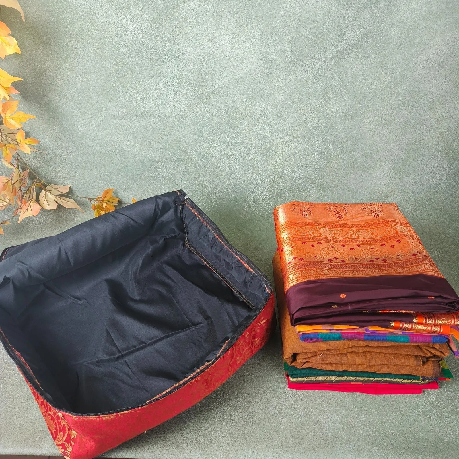 Saree Storage Bags Red Floral Prints