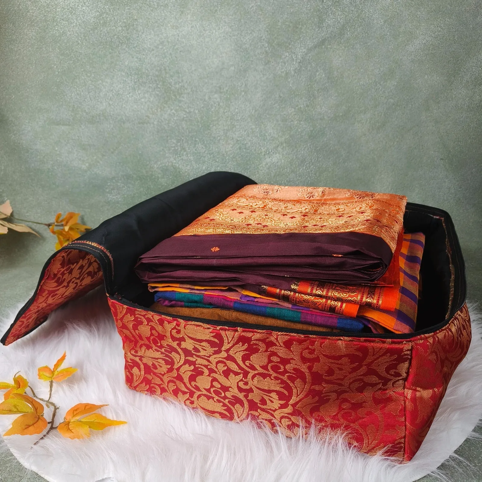 Saree Storage Bags Red Floral Prints