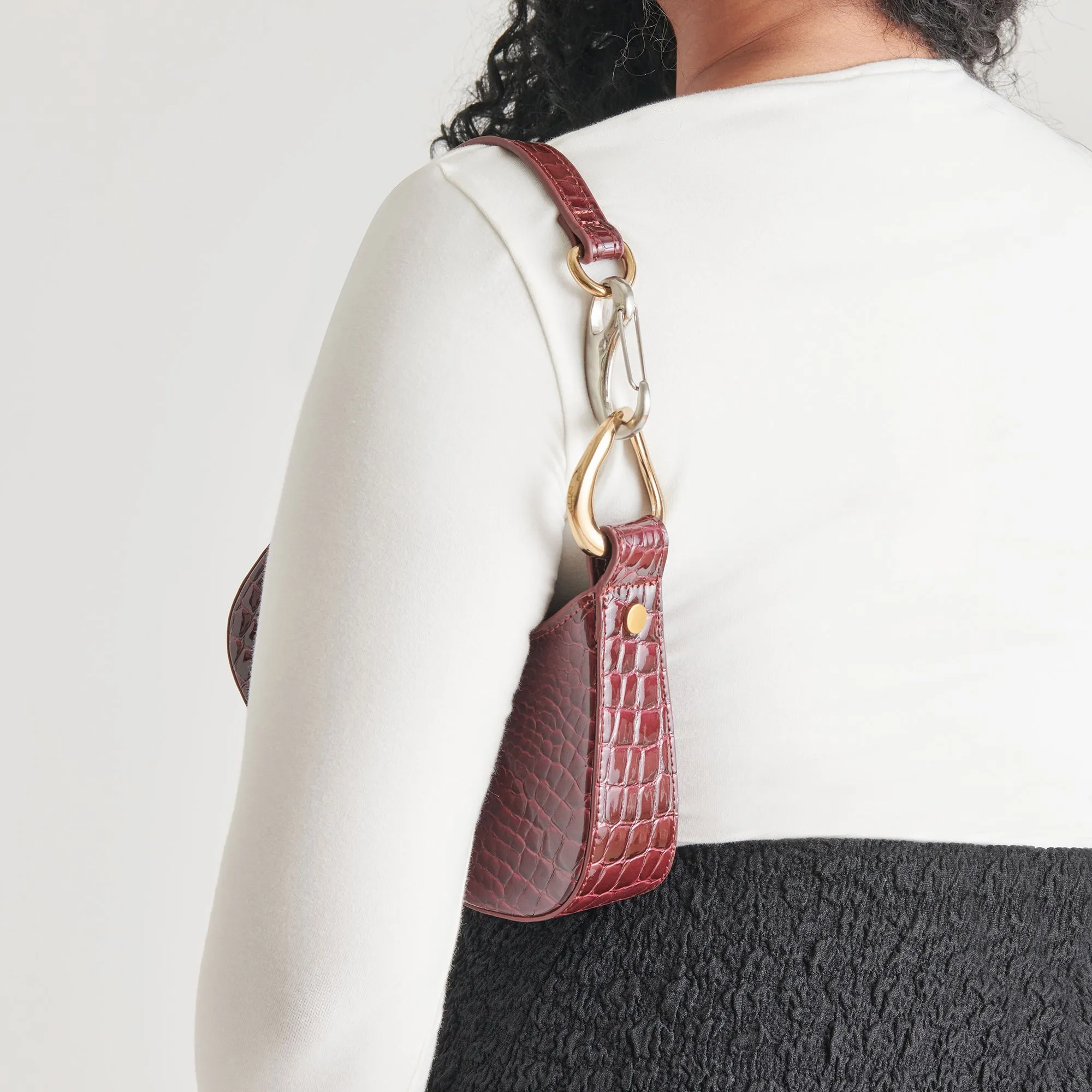 SILVIE SHOULDER BAG WINE CROCO STELLA