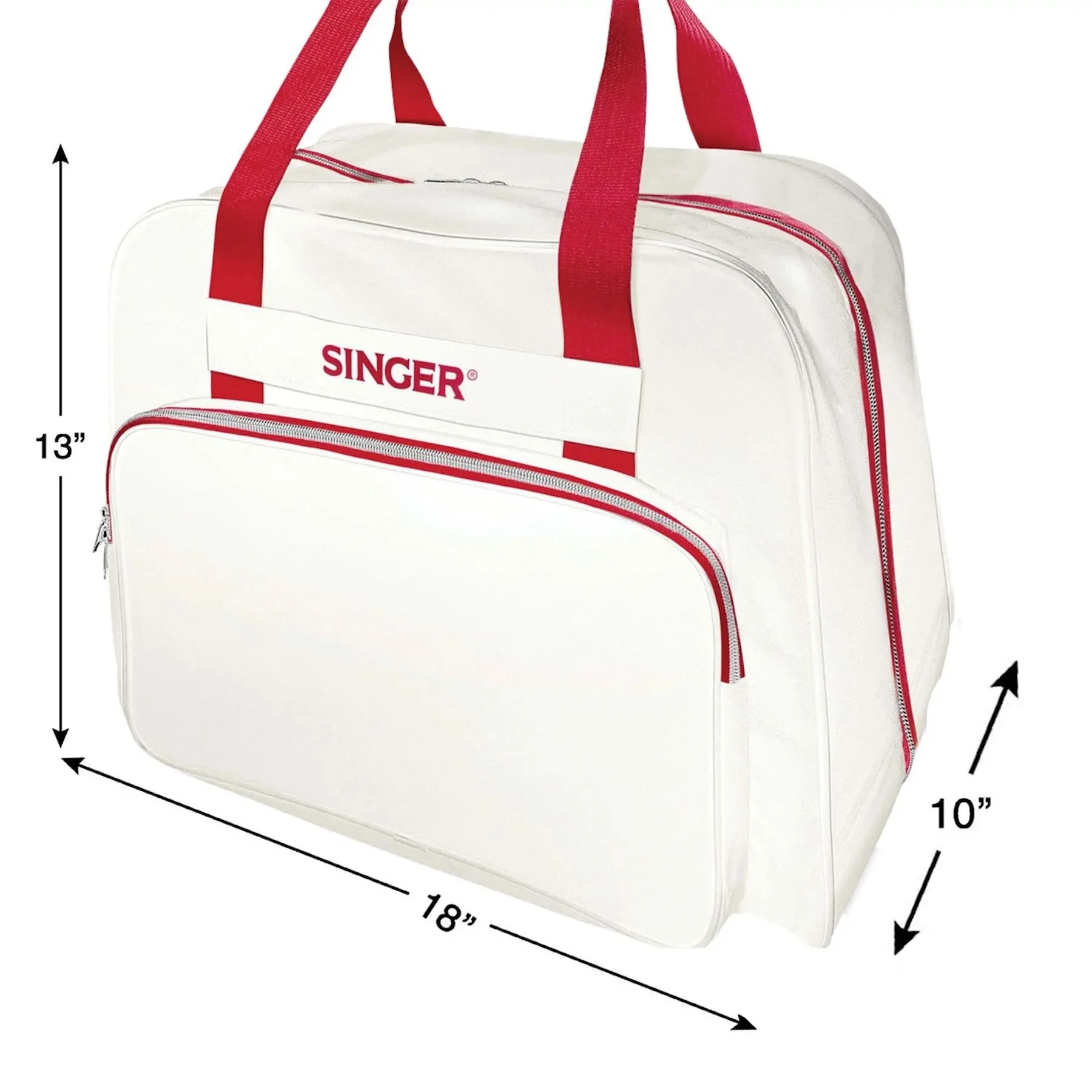 SINGER® Cream/Red Universal Tote Bag