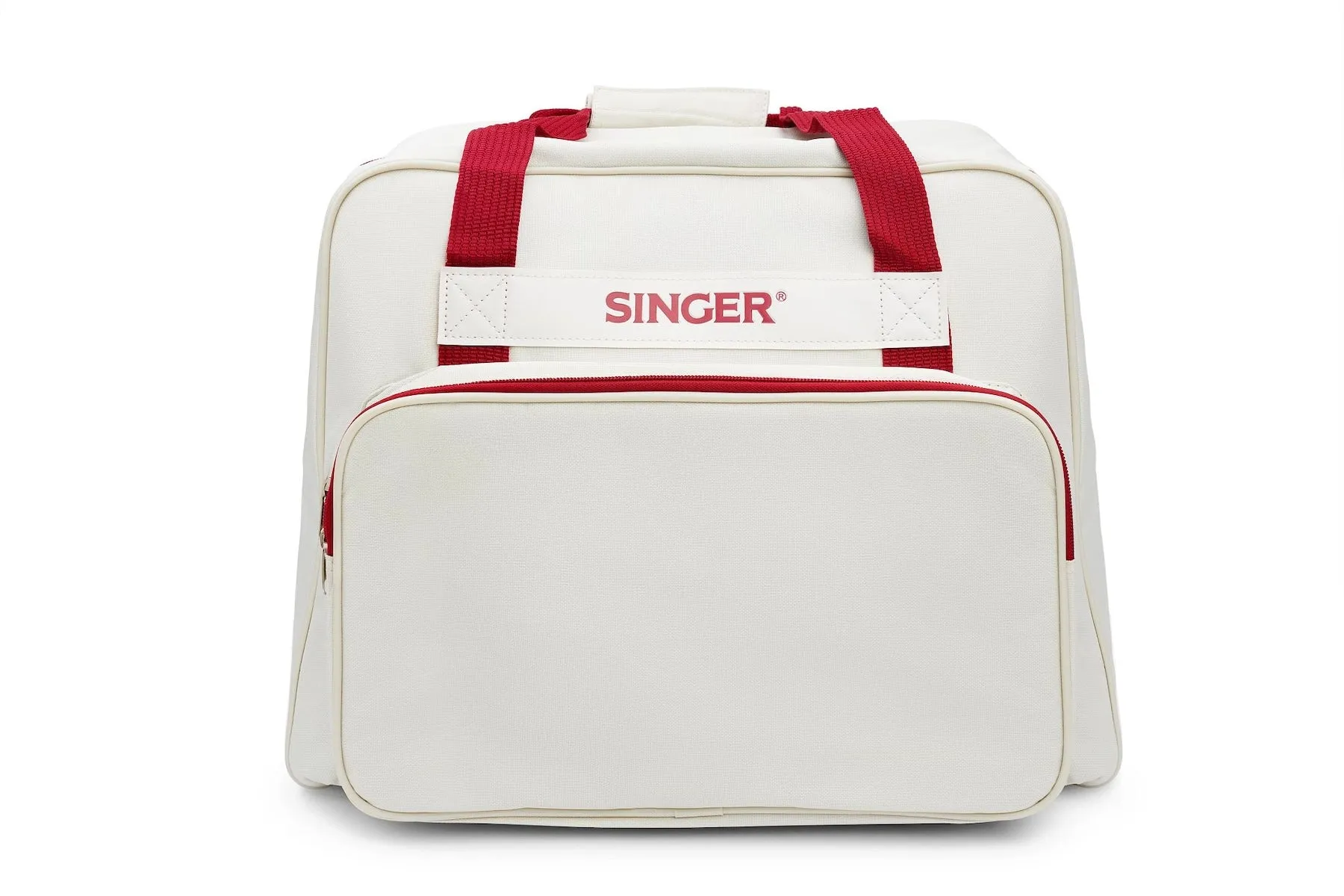 SINGER® Cream/Red Universal Tote Bag