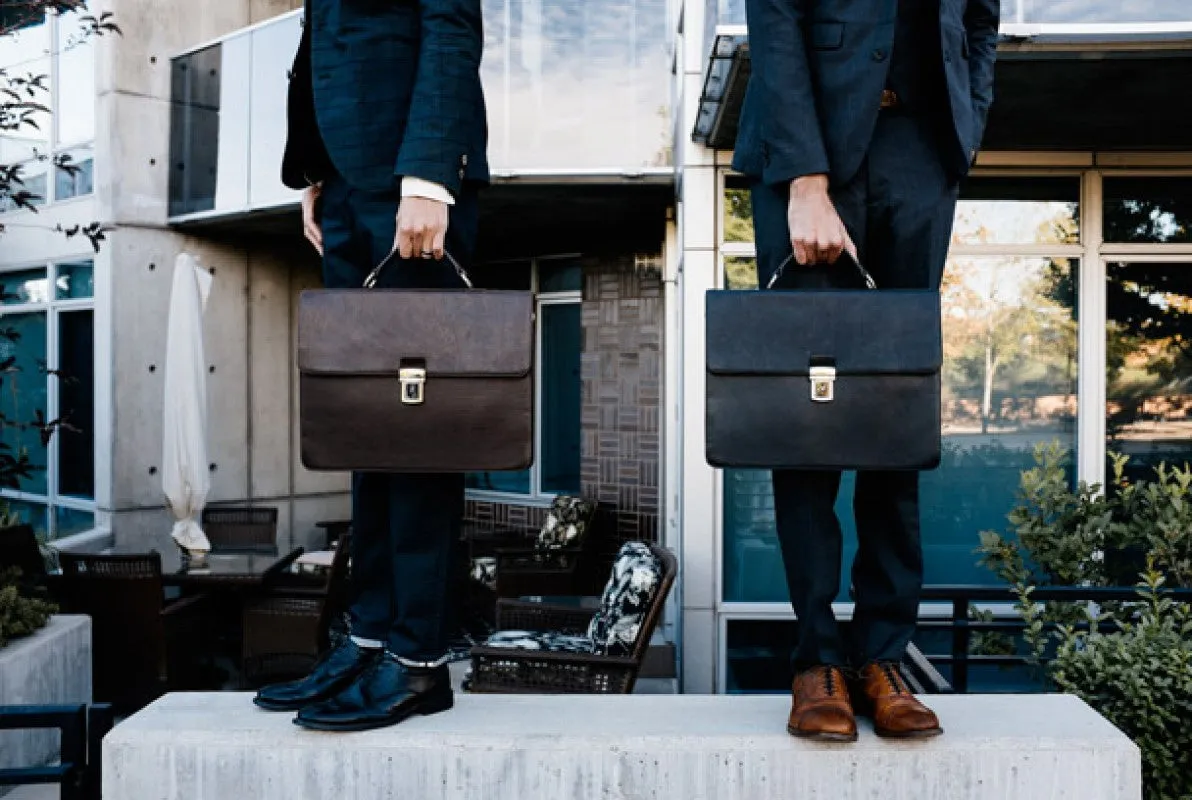 Slim Leather Briefcase - The Forza - Walnut Brown