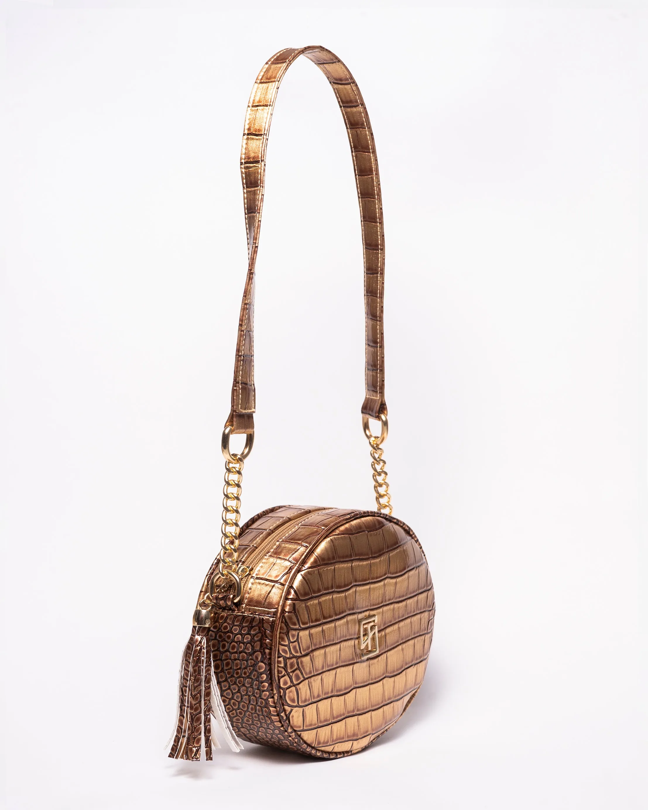 Snake Leather Round Cross Bag