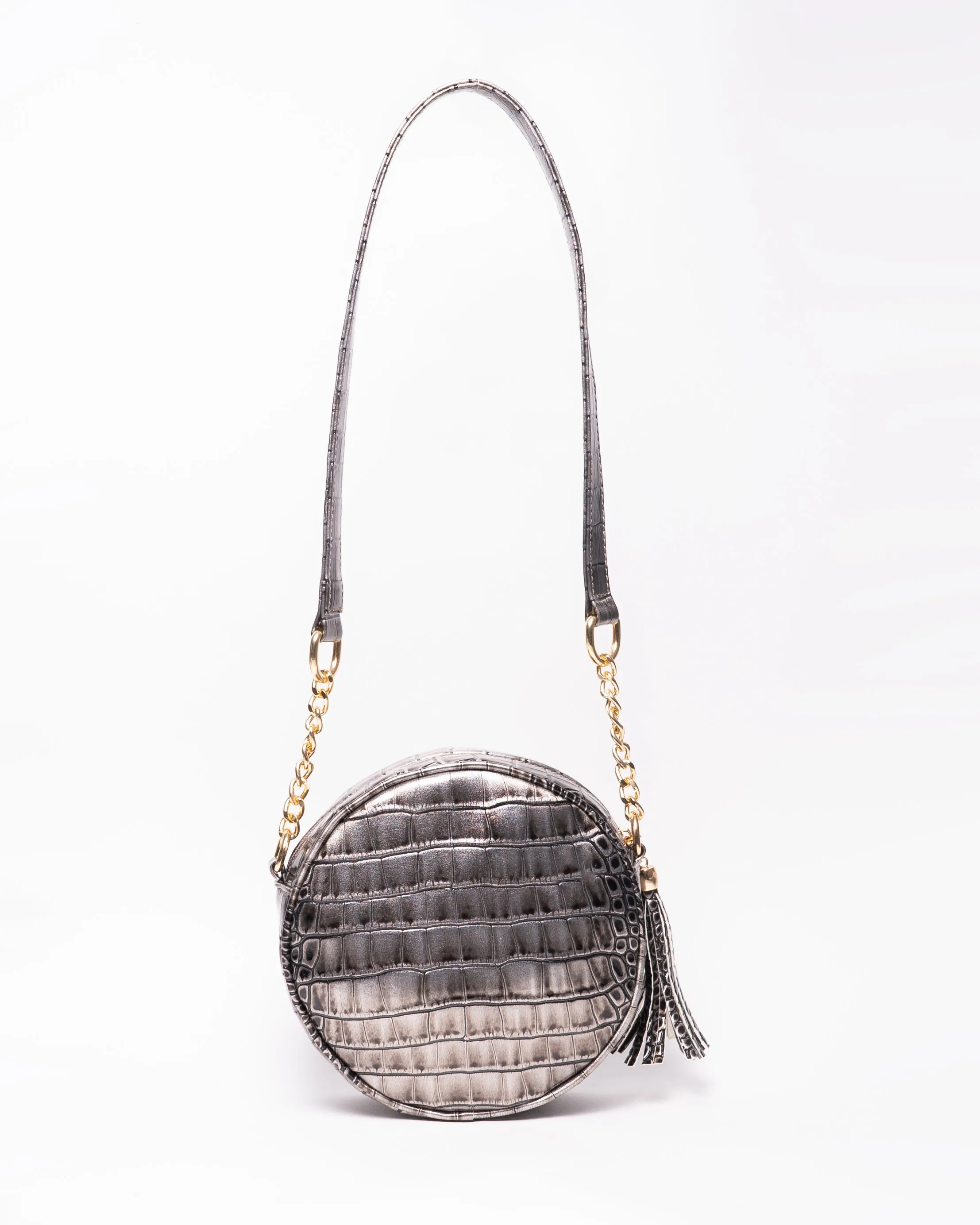 Snake Leather Round Cross Bag