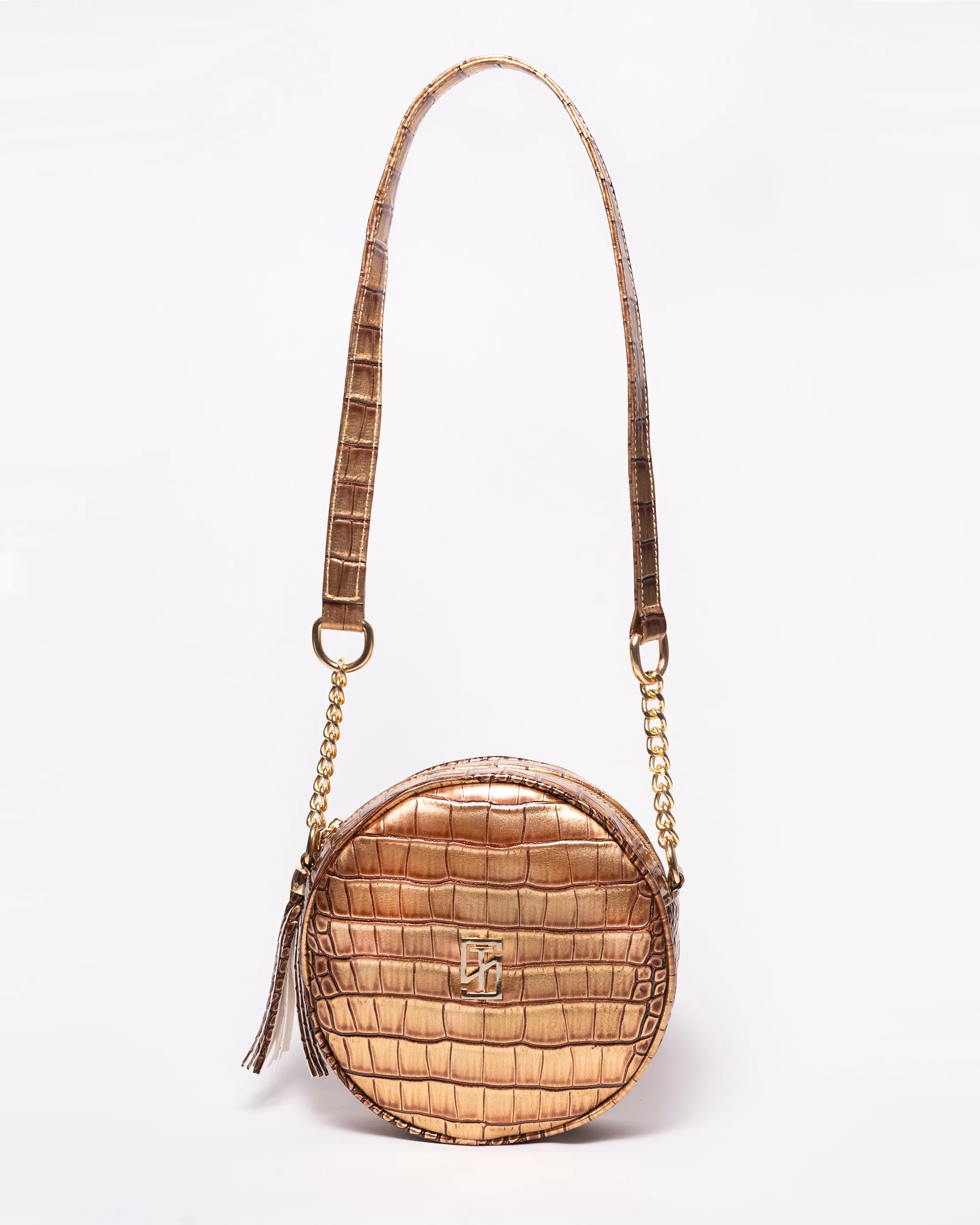 Snake Leather Round Cross Bag