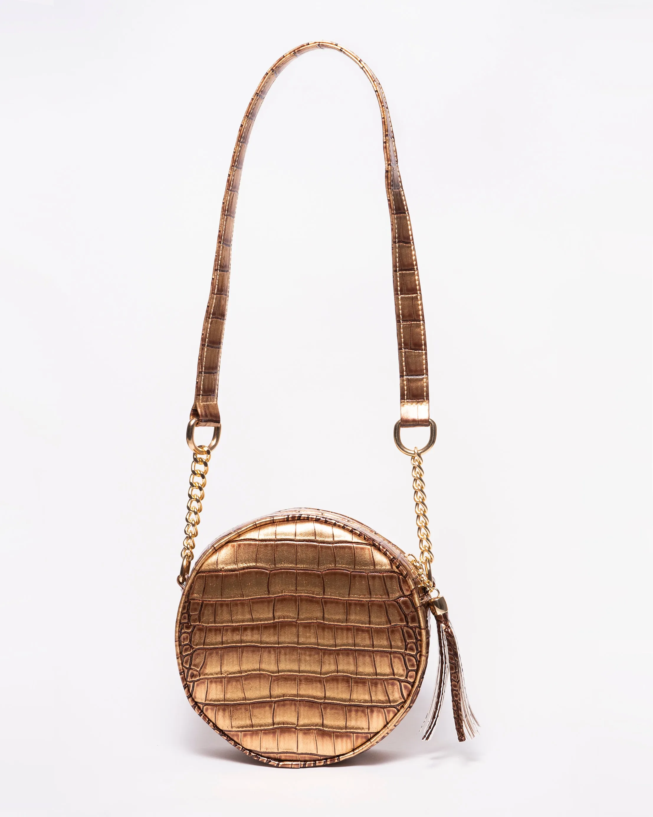 Snake Leather Round Cross Bag