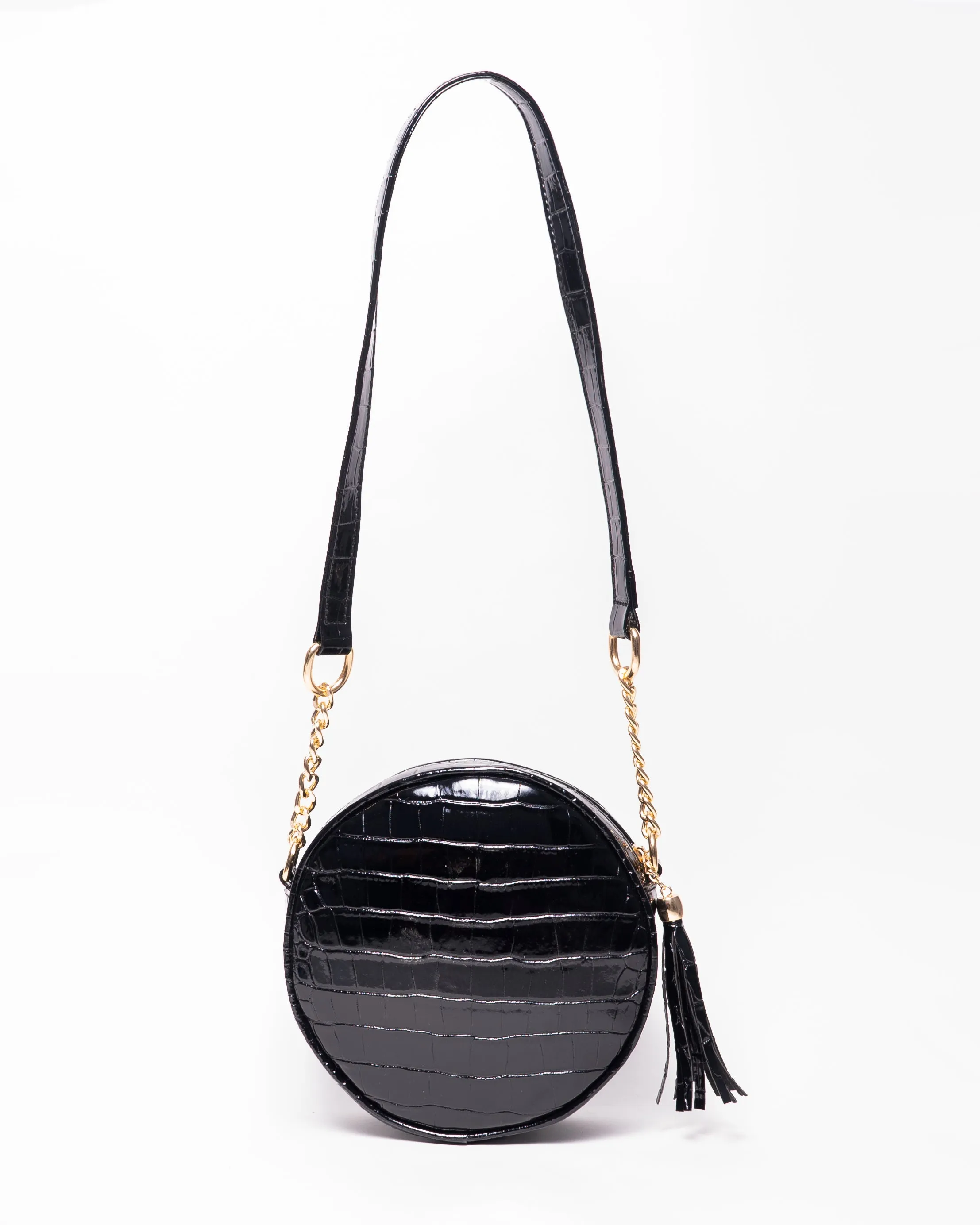 Snake Leather Round Cross Bag