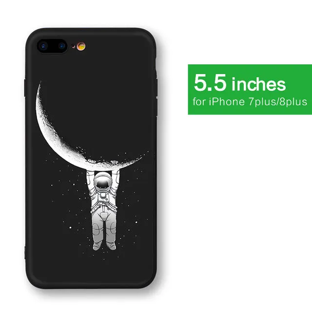 Space Moon Astronaut Pattern Phone Cases For iphone 7; 8 Case For iphone; 7plus; 8Plus