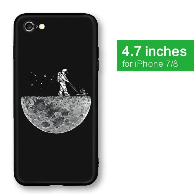 Space Moon Astronaut Pattern Phone Cases For iphone 7; 8 Case For iphone; 7plus; 8Plus