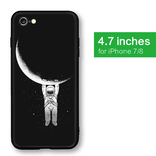 Space Moon Astronaut Pattern Phone Cases For iphone 7; 8 Case For iphone; 7plus; 8Plus