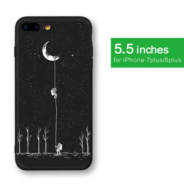 Space Moon Astronaut Pattern Phone Cases For iphone 7; 8 Case For iphone; 7plus; 8Plus