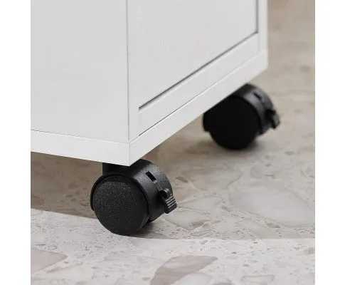 Storage Cart Narrow Cabinet Wheels Tray Drawers