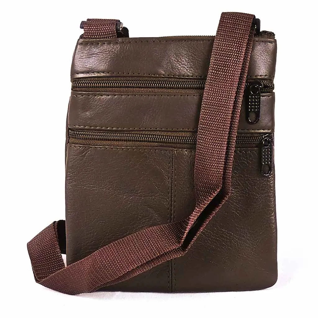 Stylish Leather Shoulder Bag Coffee Brown Messenger Bag