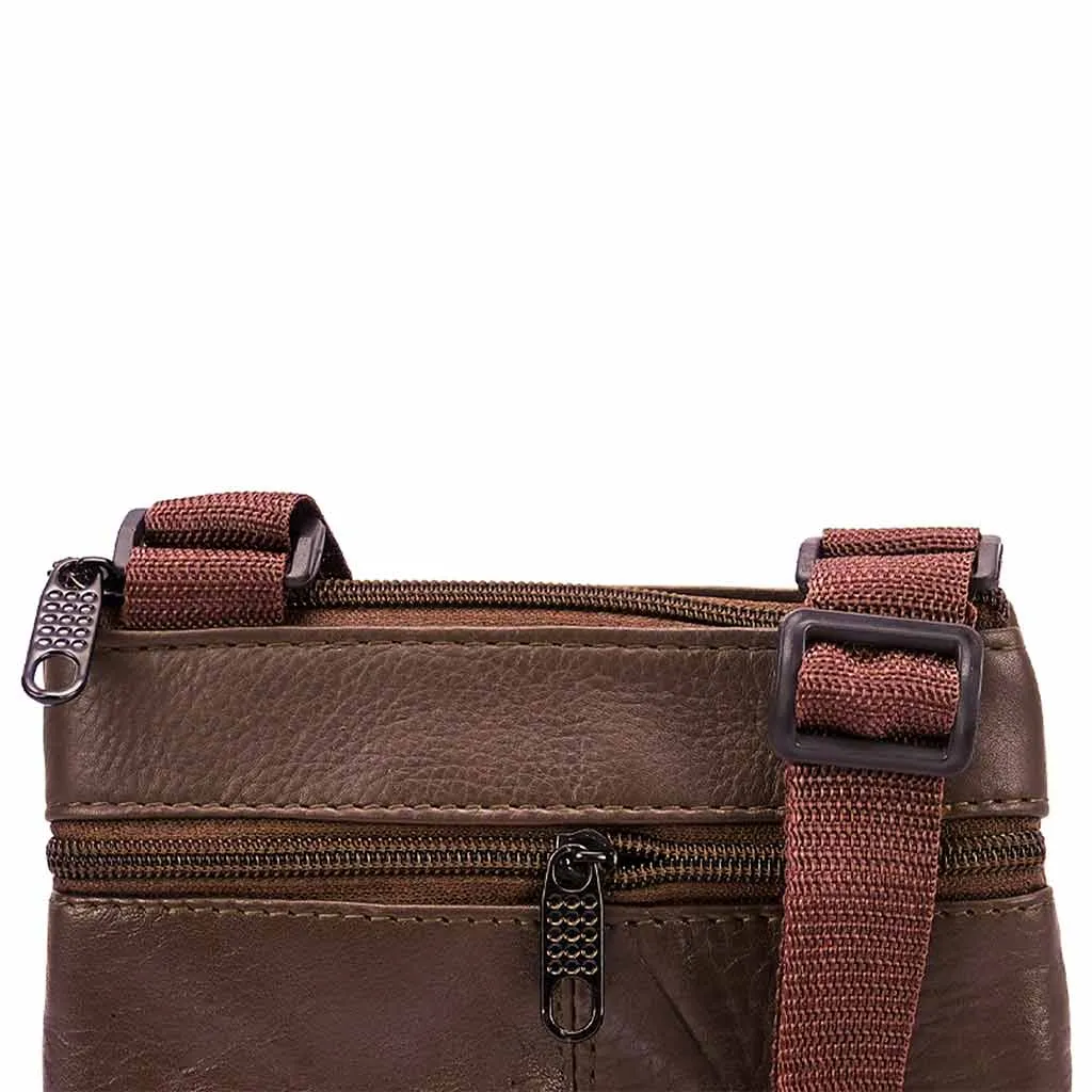 Stylish Leather Shoulder Bag Coffee Brown Messenger Bag