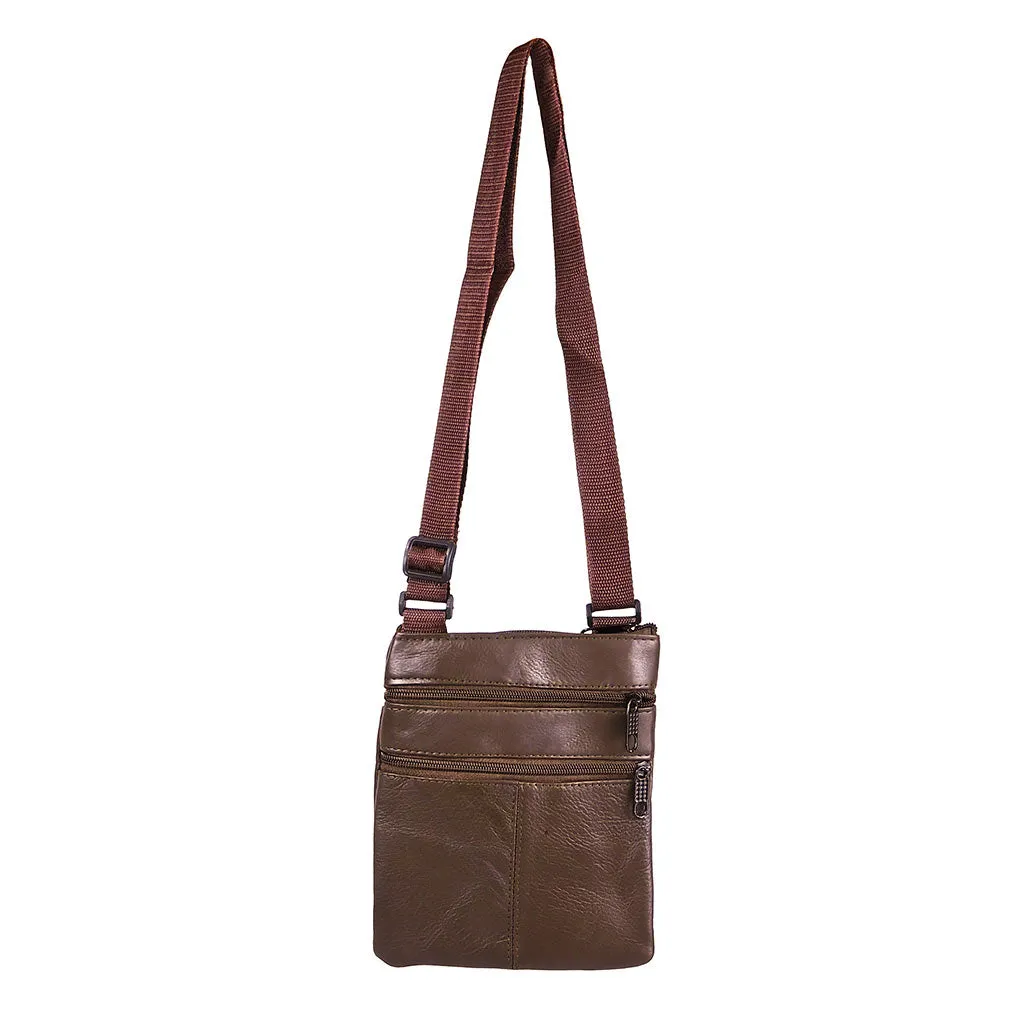 Stylish Leather Shoulder Bag Coffee Brown Messenger Bag