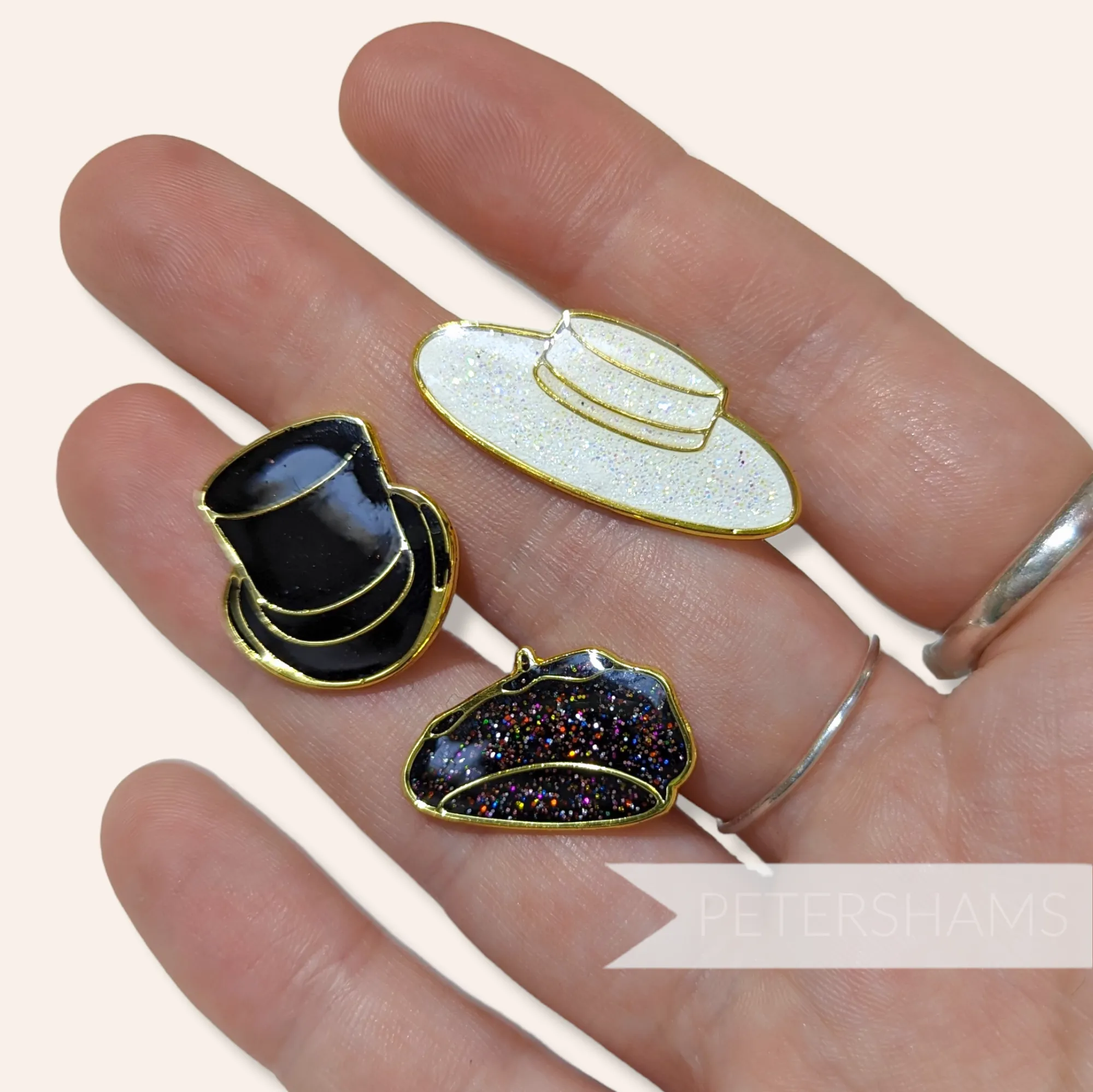 Super Cute Glittery Hat Pin Badges - Set of 3