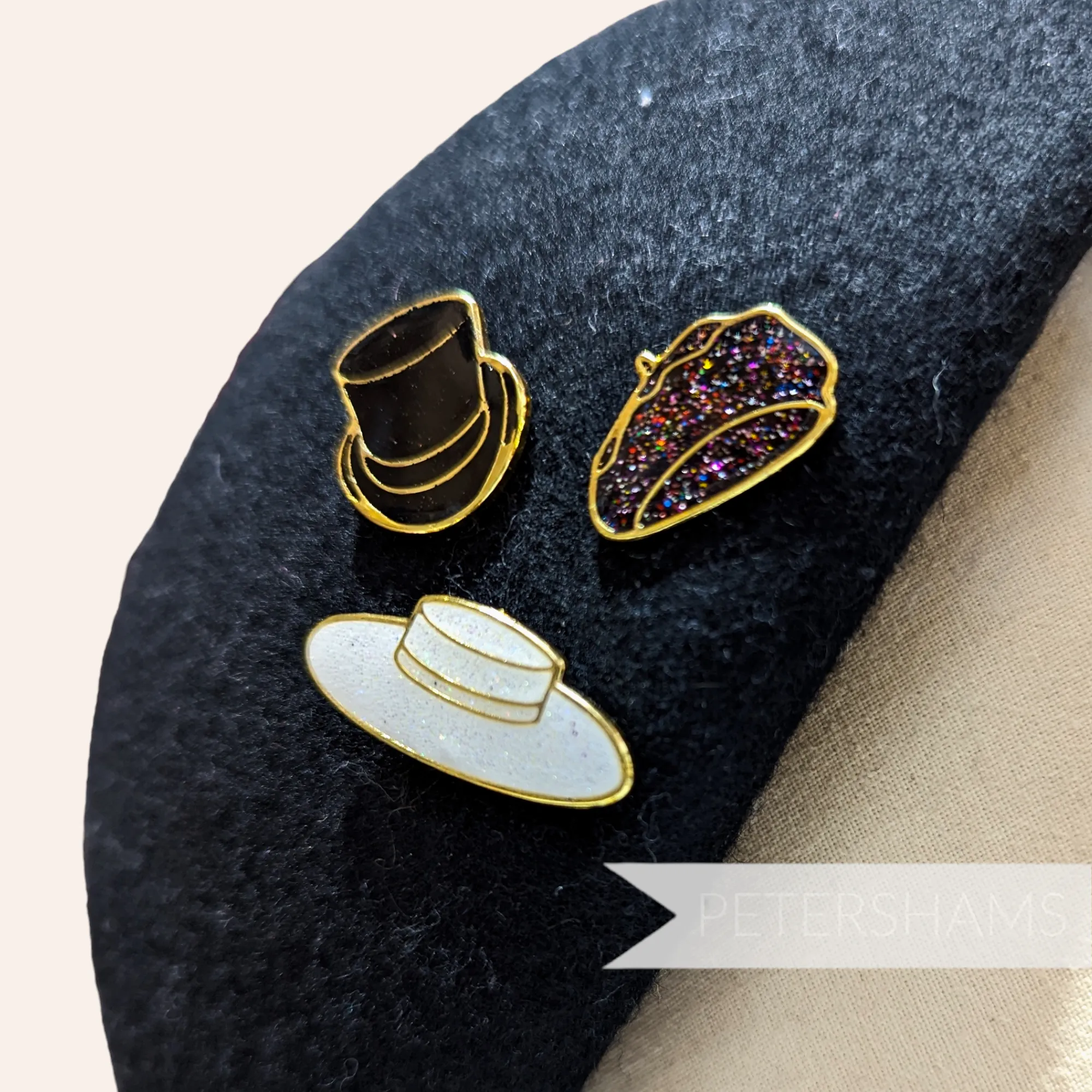 Super Cute Glittery Hat Pin Badges - Set of 3