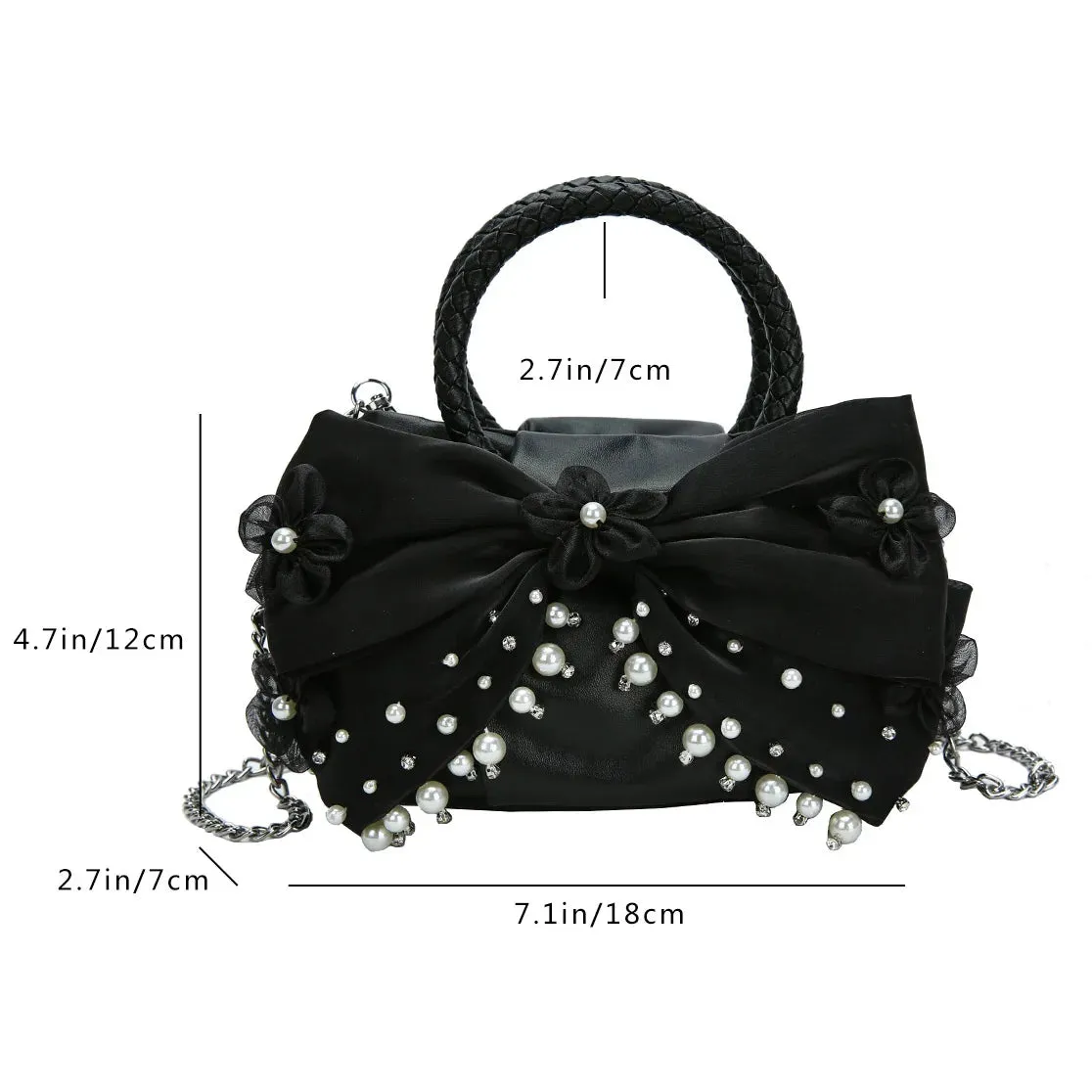 TAVIMART  -  Fashion Pleated Cloud Handbag Studded Pearl Big Bow Design Women Evening Bag Luxury Chain Shoulder Crossbody Bag Female Clutches