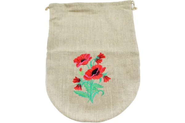 Textile Linen 17" Shopping Bag Poppies