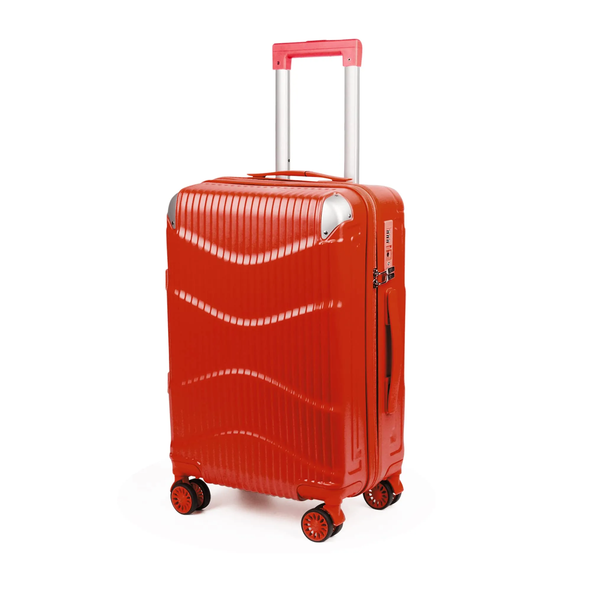 THE CLOWNFISH Ballard Series Luggage Abs & Polycarbonate Exterior Suitcase 8 Wheel Spinner Hardside Trolley Bag With Tsa Lock- Red (Small Size, 55 Cm-22 Inch), 35 Centimeters, 23 Centimeters