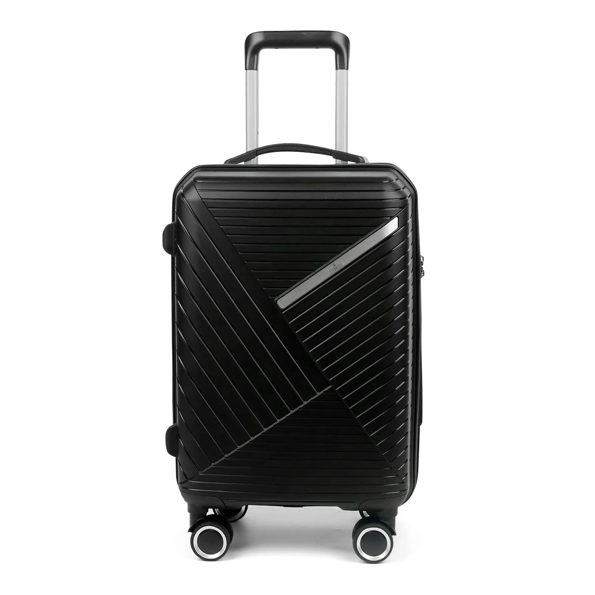 THE CLOWNFISH Denzel Series Luggage Polypropylene Hard Case Suitcase Eight Wheel Trolley Bag with TSA Lock- Black (Medium size, 66 cm-26 inch)