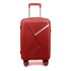 THE CLOWNFISH Denzel Series Luggage Polypropylene Hard Case Suitcase Eight Wheel Trolley Bag with TSA Lock- Red (Small Size, 56 cm-22 inch)