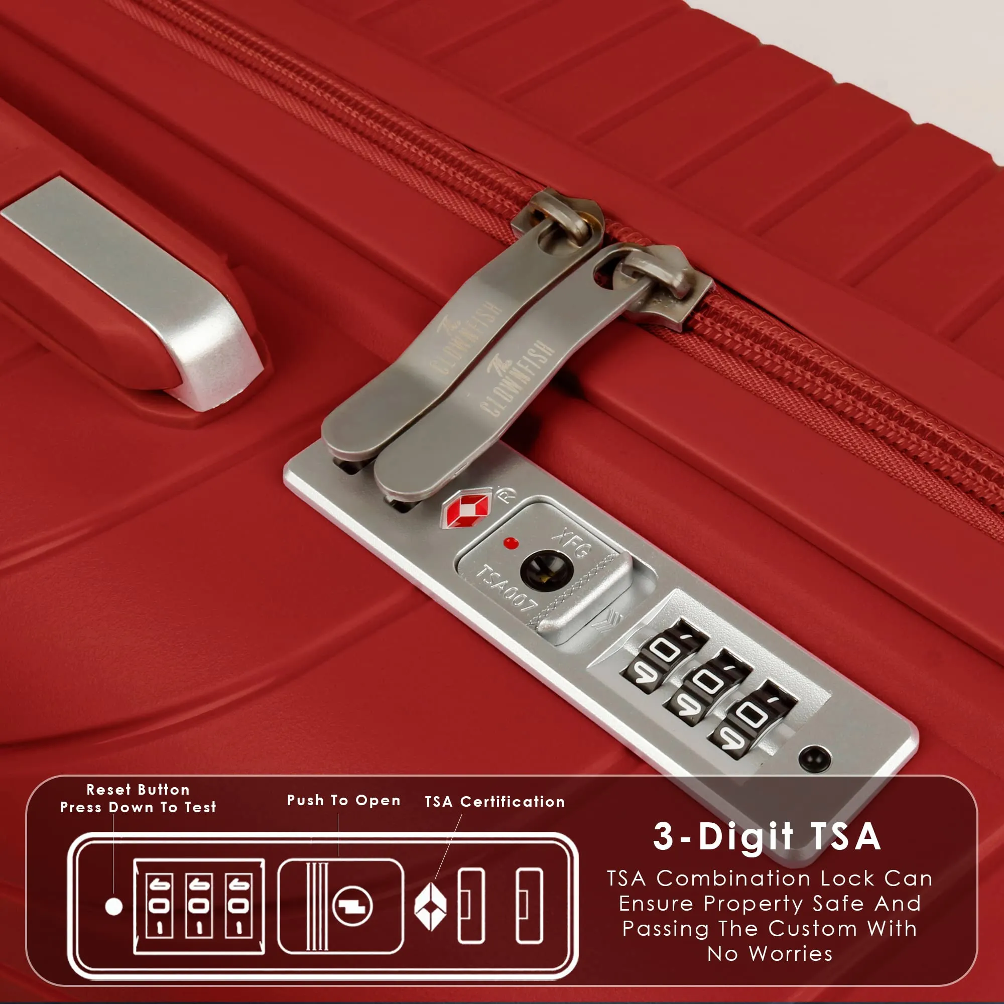 THE CLOWNFISH Denzel Series Luggage Polypropylene Hard Case Suitcase Eight Wheel Trolley Bag with TSA Lock- Red (Small Size, 56 cm-22 inch)