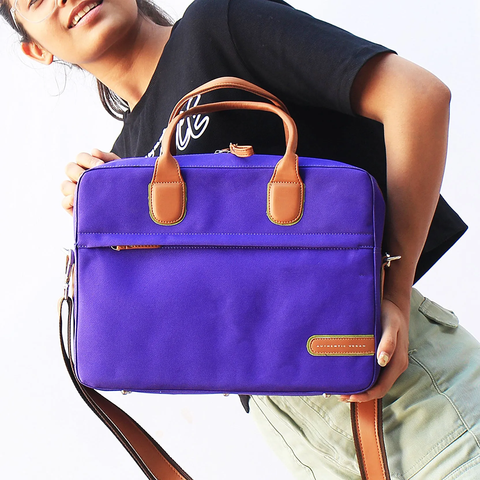 The Everyday All Purpose Laptop Bag Purple - Authentic Vegan