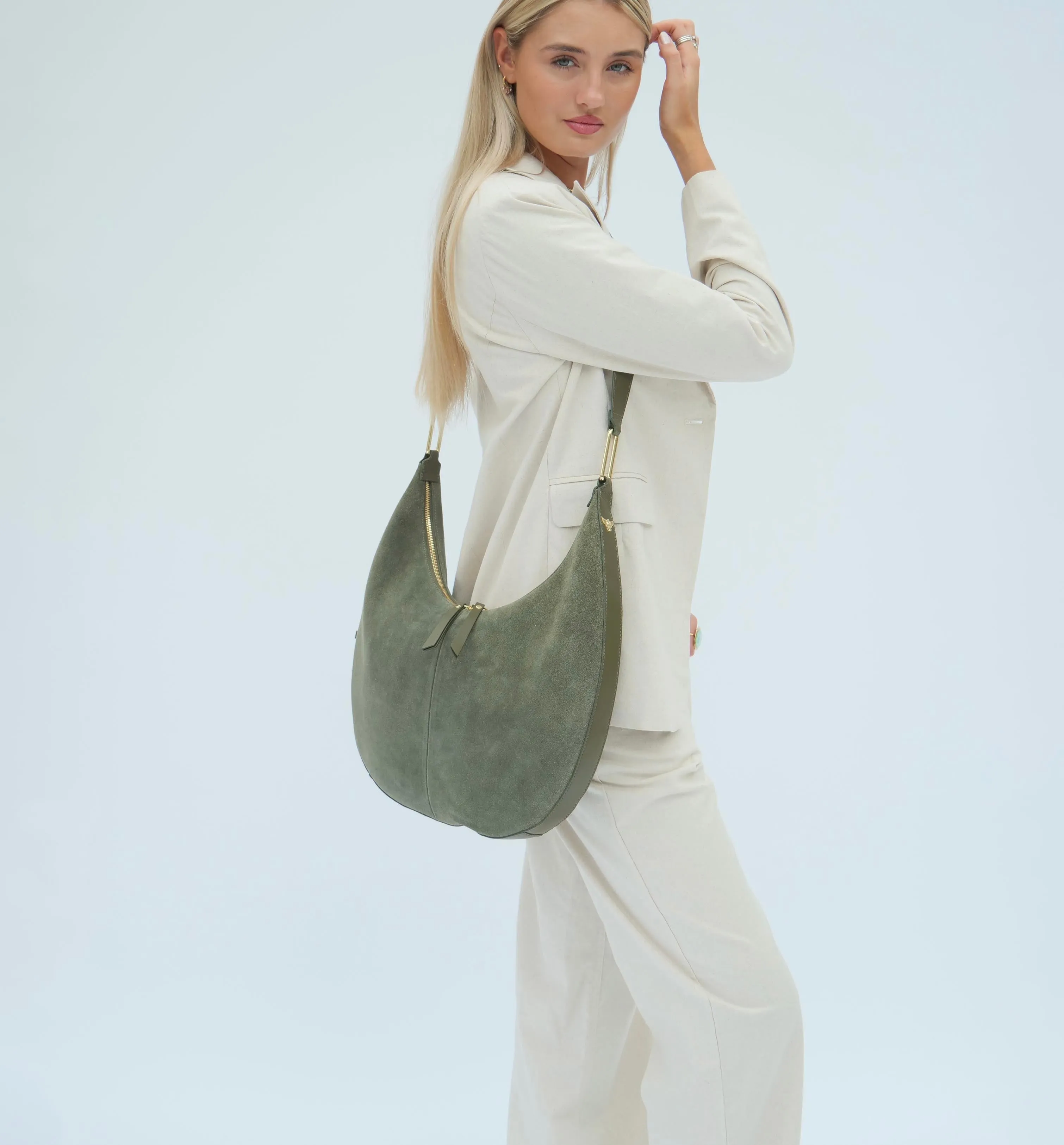 The Nora Olive Suede Bag