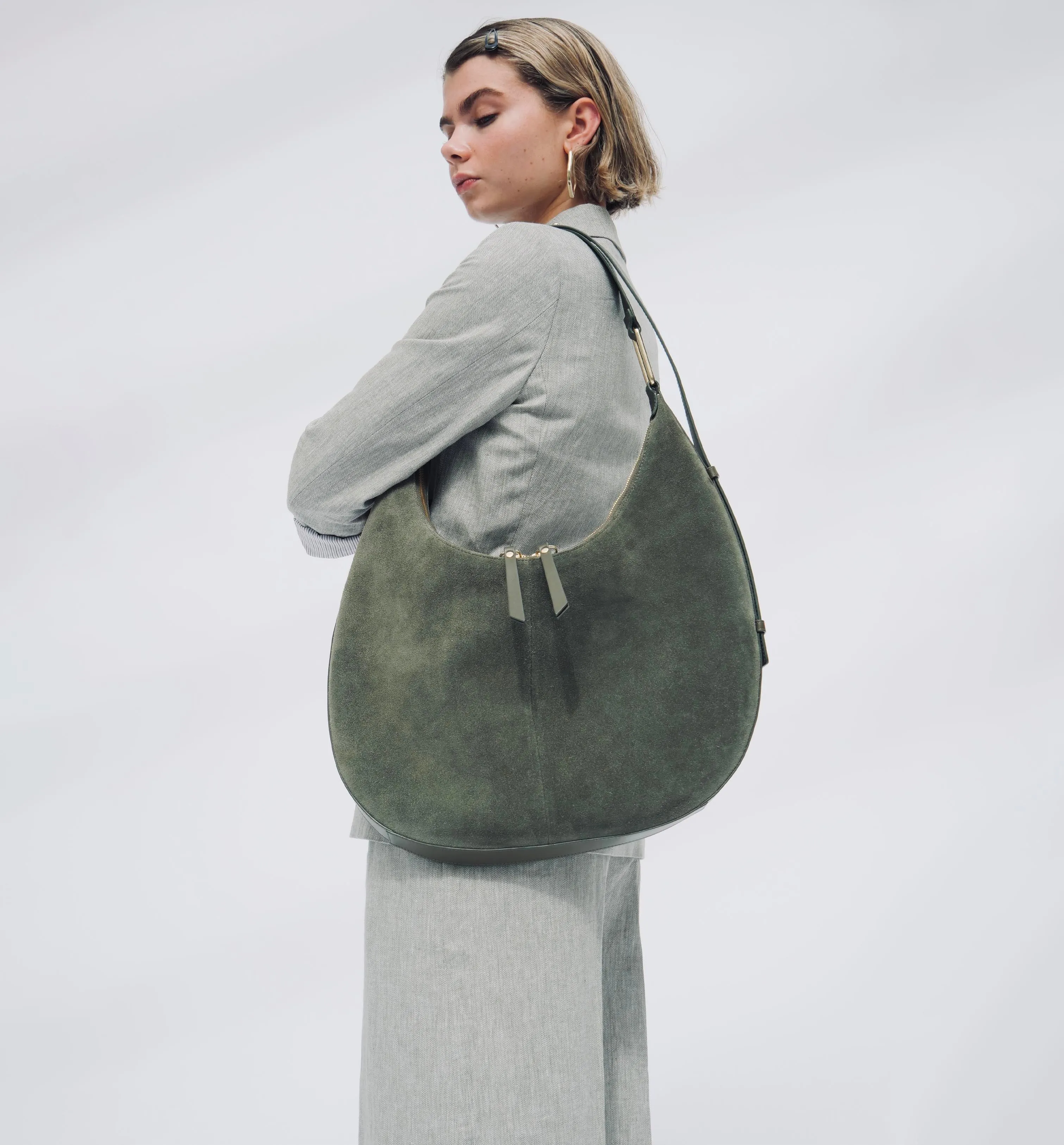 The Nora Olive Suede Bag