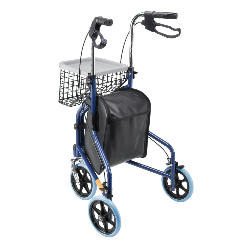 TheLAShop 3-Wheel Folding Walker Rollator w/ Brakes Basket & Pouch