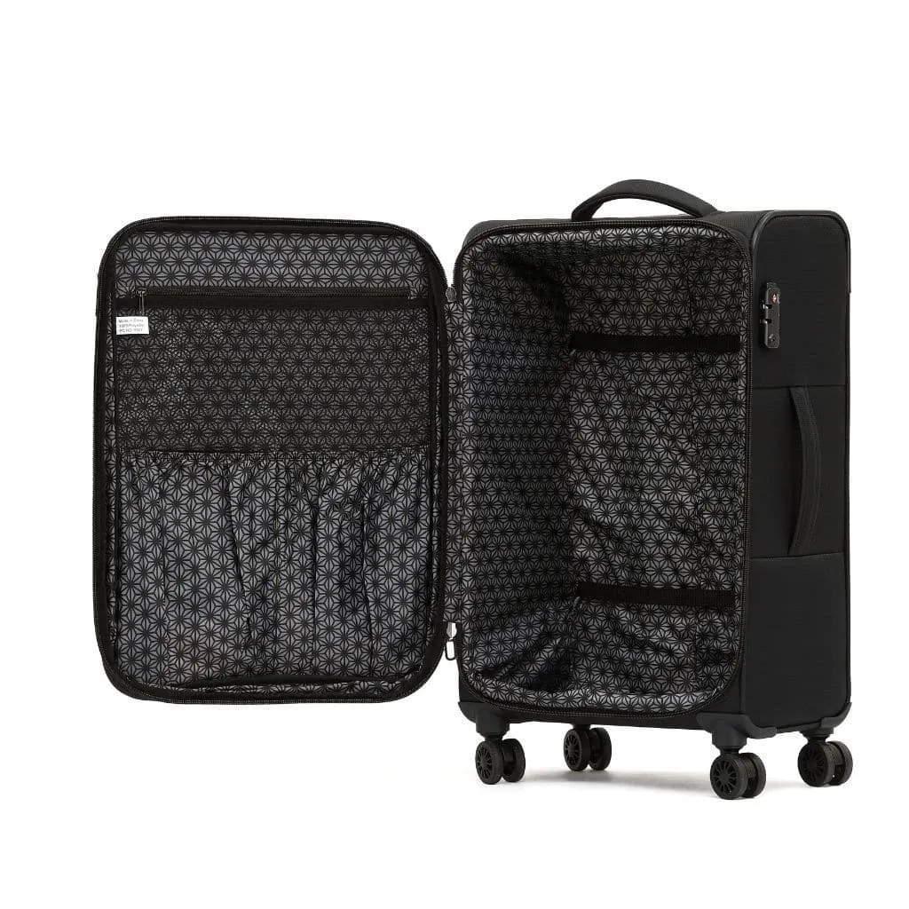 Tosca So Lite 3 Piece Softsided SuperLight Luggage Set - Black