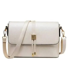 Trendy Magnetic Closure and Metal Design Shoulder Bag For Women - Off-white