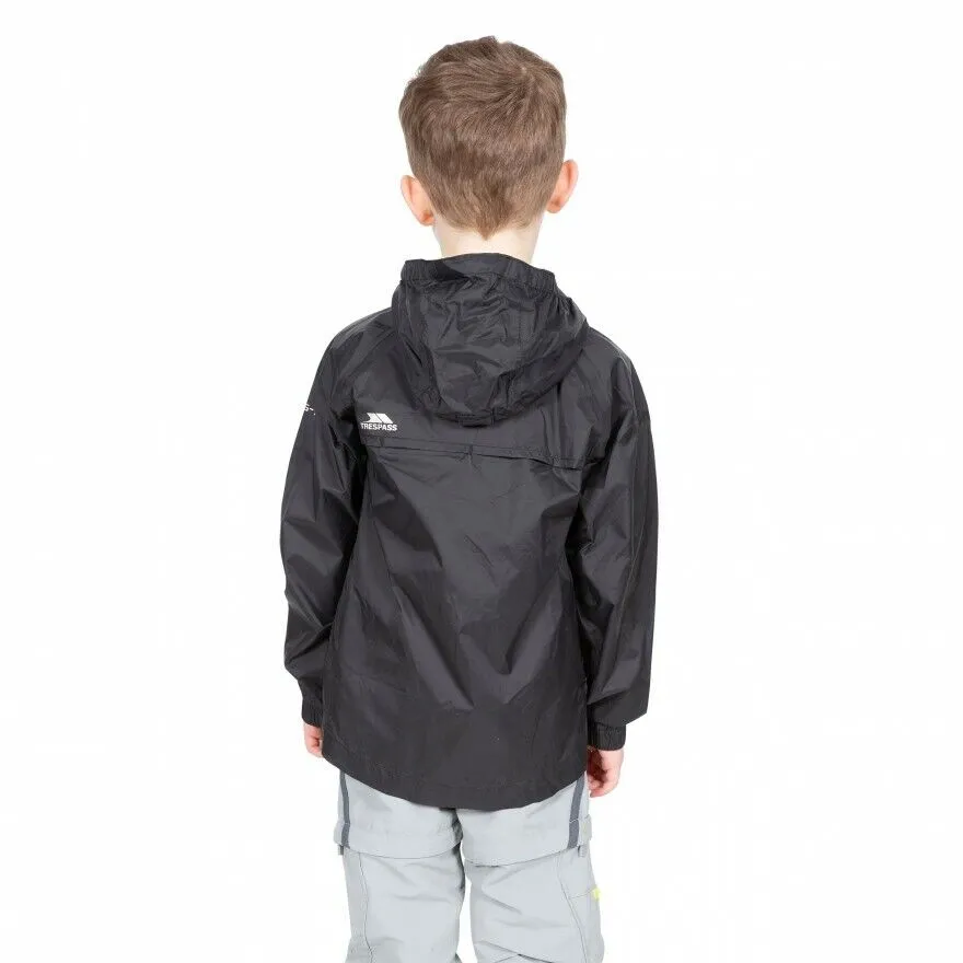 Trespass Qikpac Kids Packaway Jacket Zip Up Waterproof Hooded Coat Boys Girls