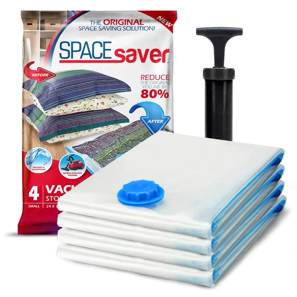 Vacuum Storage Bags (Small 4 Pack) Save 80% On Clothes Storage Space - Vacuum