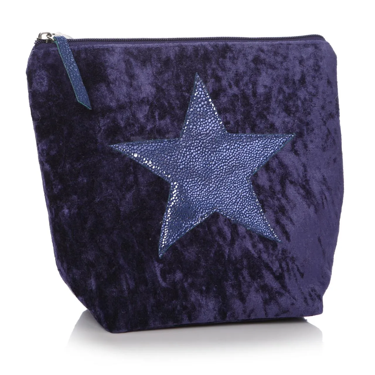 Velvet Effect Star Wash Bag/Clutch - Navy