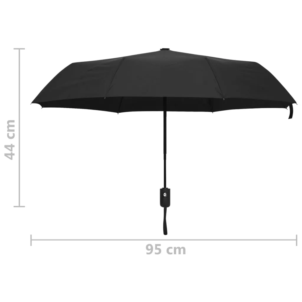 vidaXL Automatic Folding Umbrella Black 95 cm