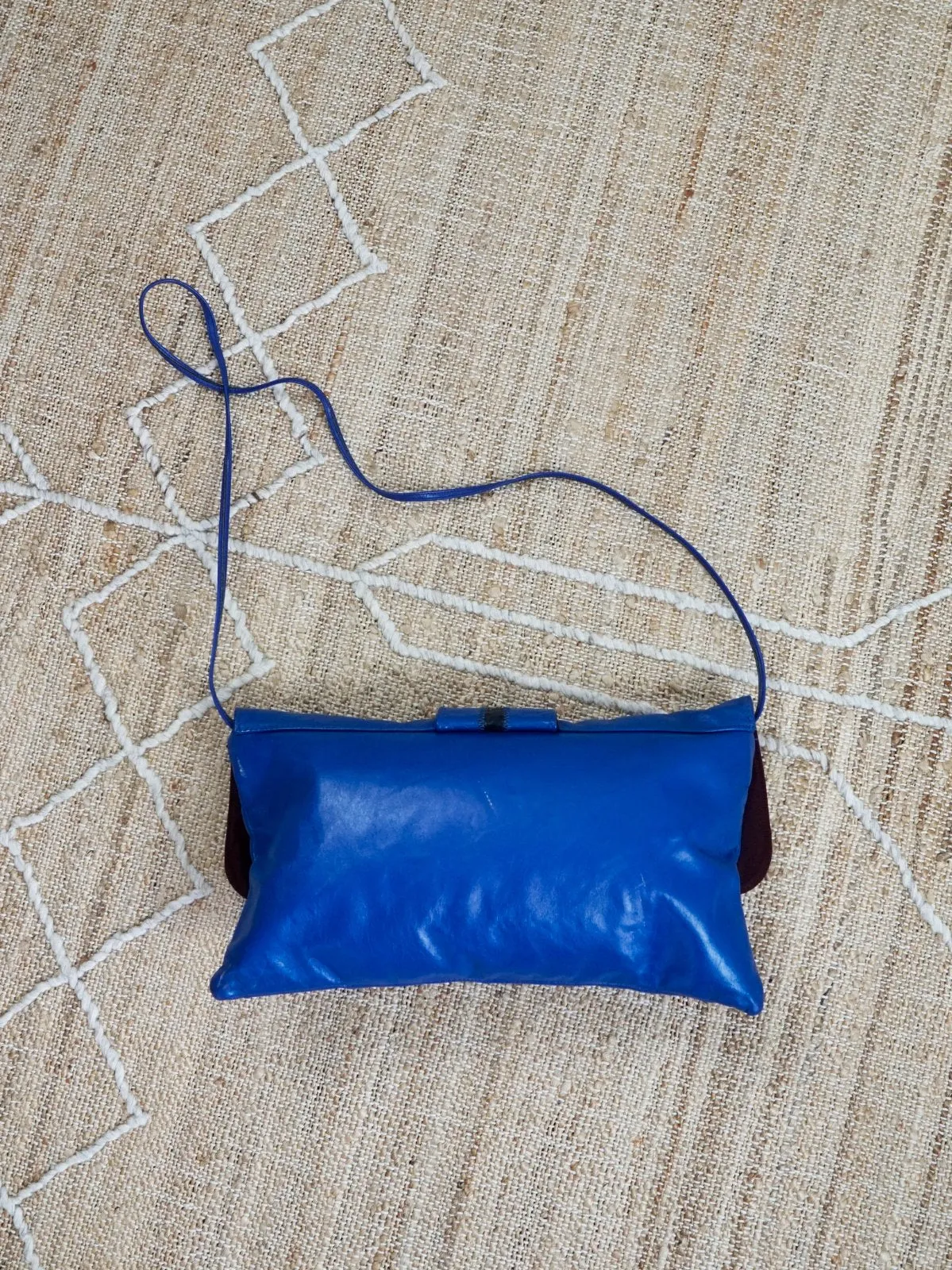 Vintage Cobalt Snakeskin Leather Bag