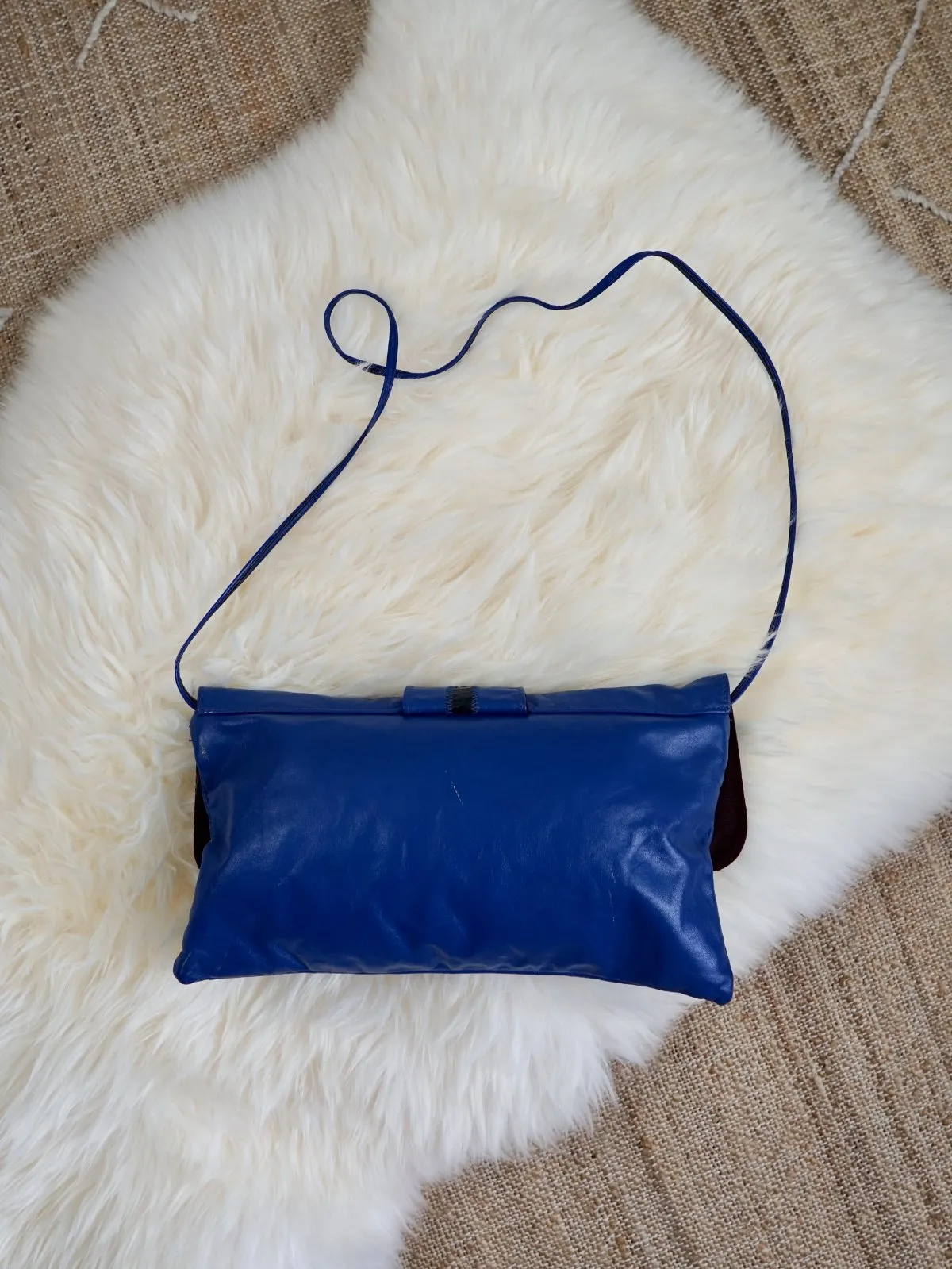 Vintage Cobalt Snakeskin Leather Bag